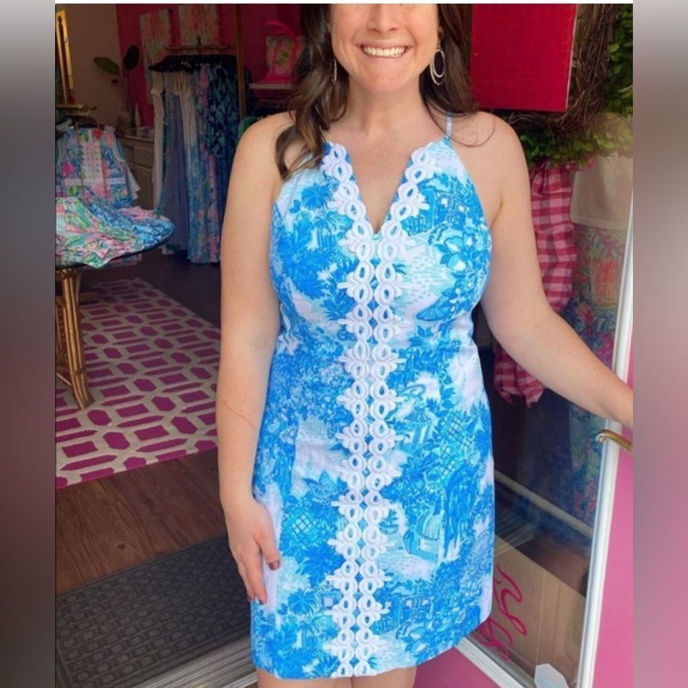 Lilly Pulitzer women’s 6 pearl stretch shift dress floral coastal vacation